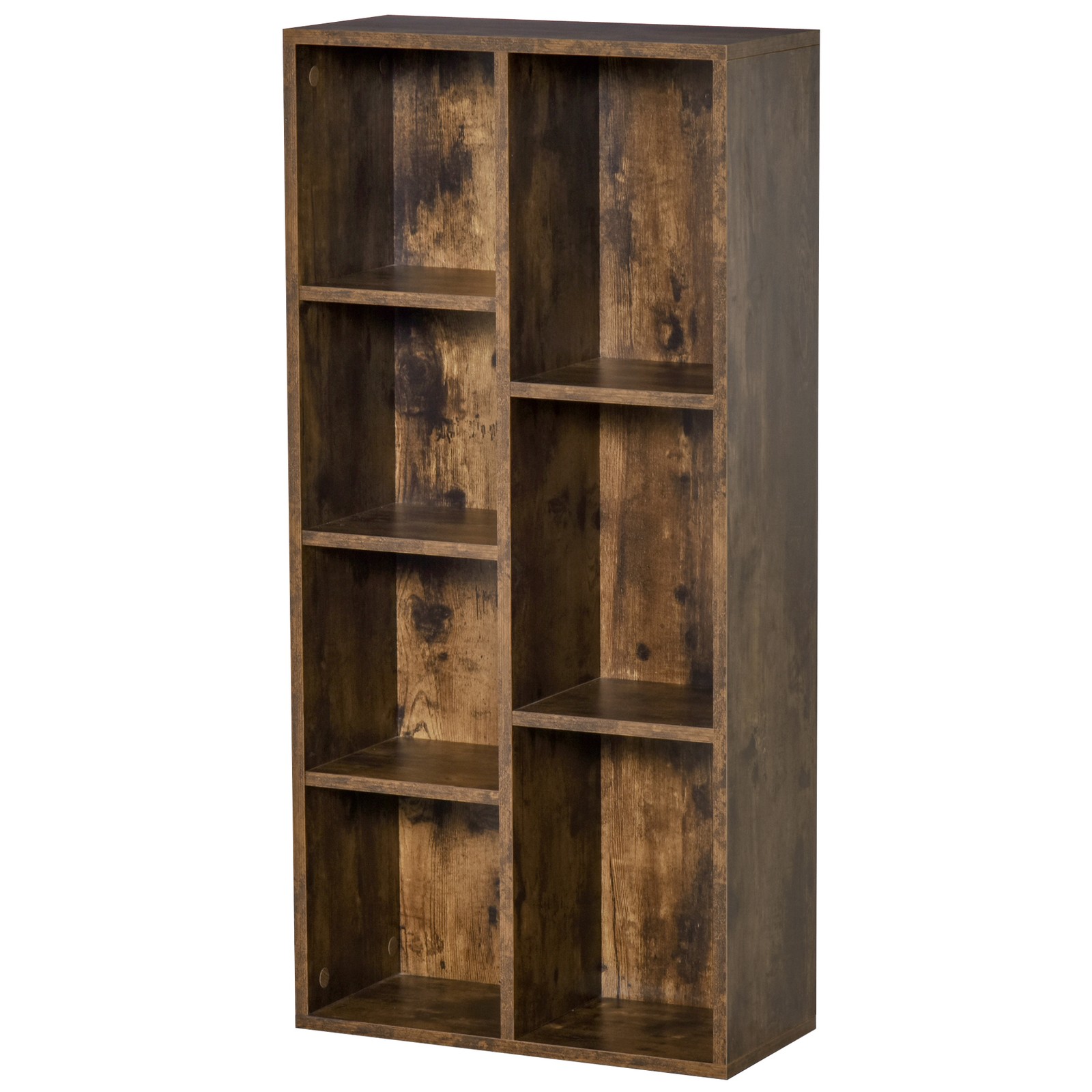 Bobobiy Brown Seven-Cube Bookcase - Rustic Wood Effect - Rustic - Image 2