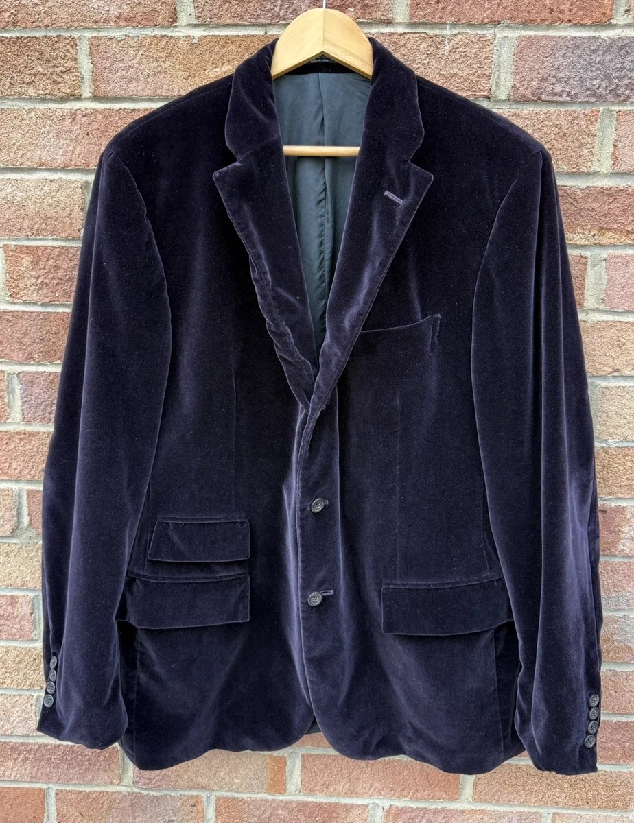 Vintage 90s Polo Ralph Lauren Purple Velvet 3 Button Blazer 46R Made in Italy