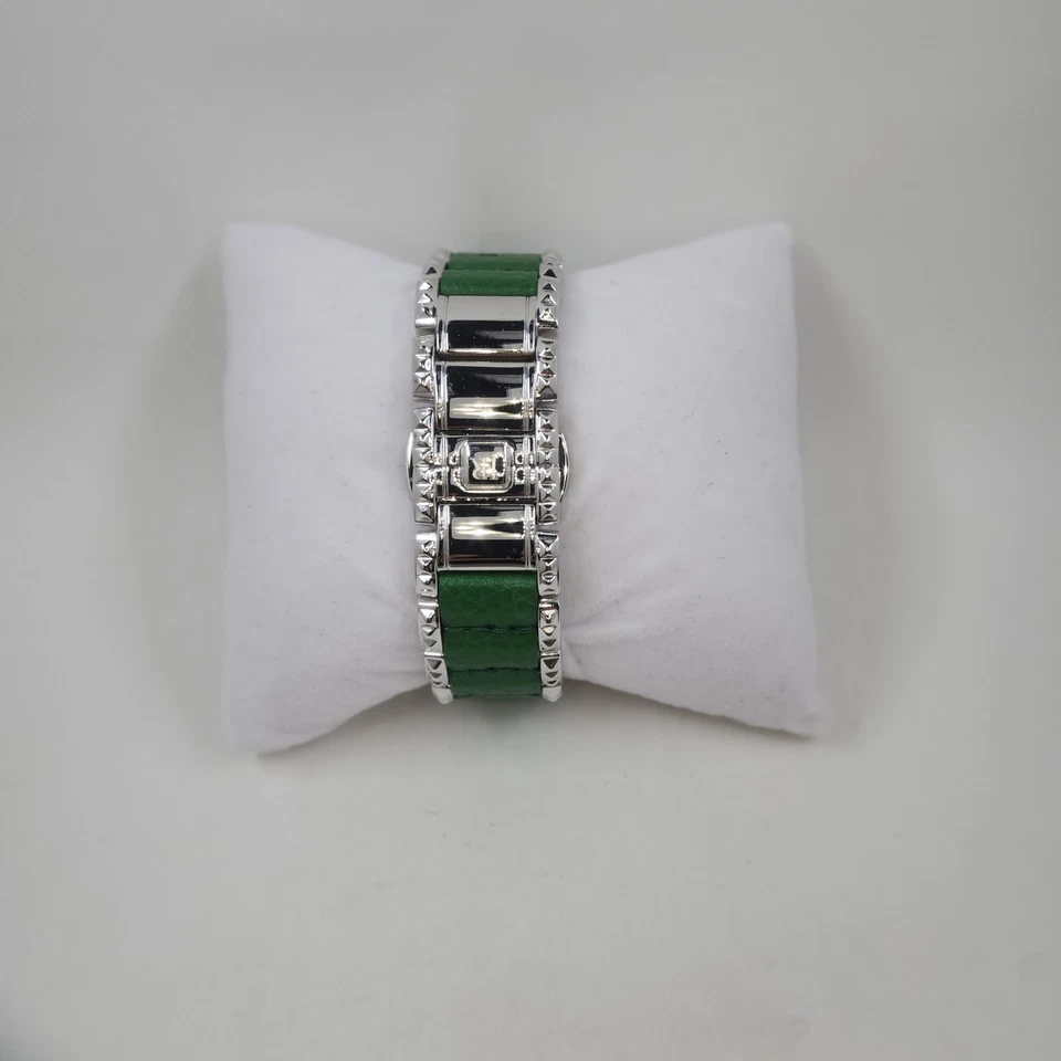 Reloj de moda Judith Ripka con inserción de cuero verde grande Foto 4 de 4