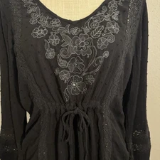 Idyllwind Miranda Lambert Blouse Sz M Black Boho Embroidered Whimsigoth Romance