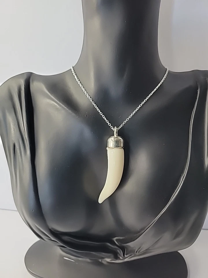 Collar Colgante Cuerno Tono Plata Vintage Estilo Boho Tribal Joyería Unisex Foto 3 de 4