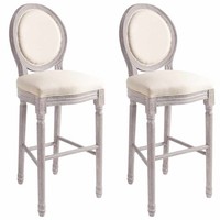 2X Barstuhl Leinen Cremeweiß Barhocker Tresenhocker KüChenhocker Hocker Vidaxl