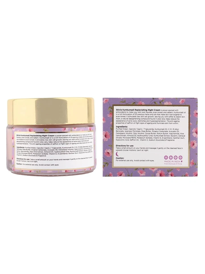 Skivia Kumkumadi Replenishing Night Cream For All Skin Types 50gm - Image 4 of 4