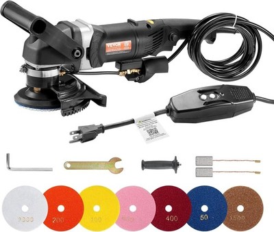 Wet Polisher 800W, 4'' Concrete Grinder with 6 Variable Speed and 7 Polishing Kit