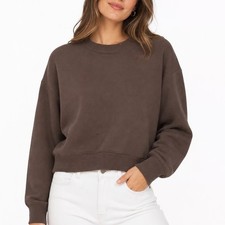 A New Day Womens Brown Crewneck Sweatshirt Size M Relaxed Fit Pullover