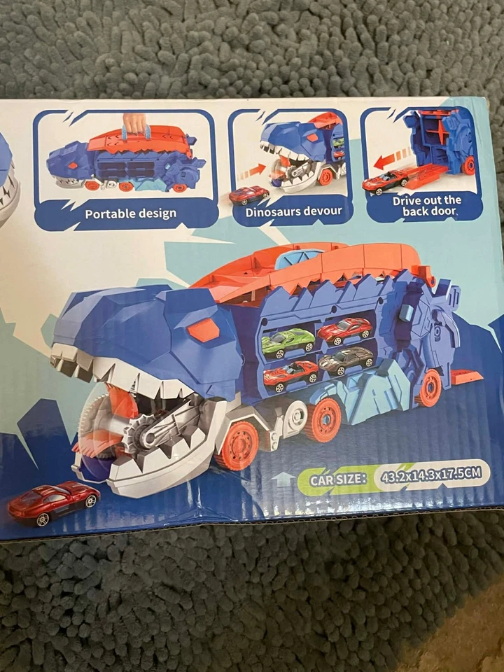 Foldable Dinosaur Transport Truck with Sliding Track T-Rex Transformation Toy - Image 3 of 4