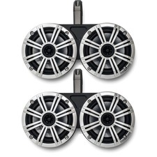 Black Kicker Dual Wake Tower System with Kicker Silver 6.5" Marine Speakers