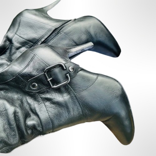 Botas de cuero negras Dune London hasta la rodilla tacón de aguja Reino Unido 3 UE 36 - Imagen 17 de 19