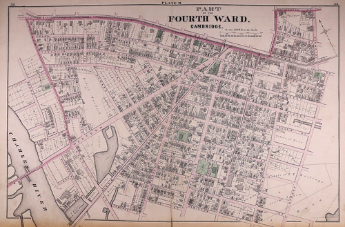 1873 Plat Map, CAMBRIDGE, MA - PART of 4th WARD - CENTRAL SQUARE (17x27)-#09