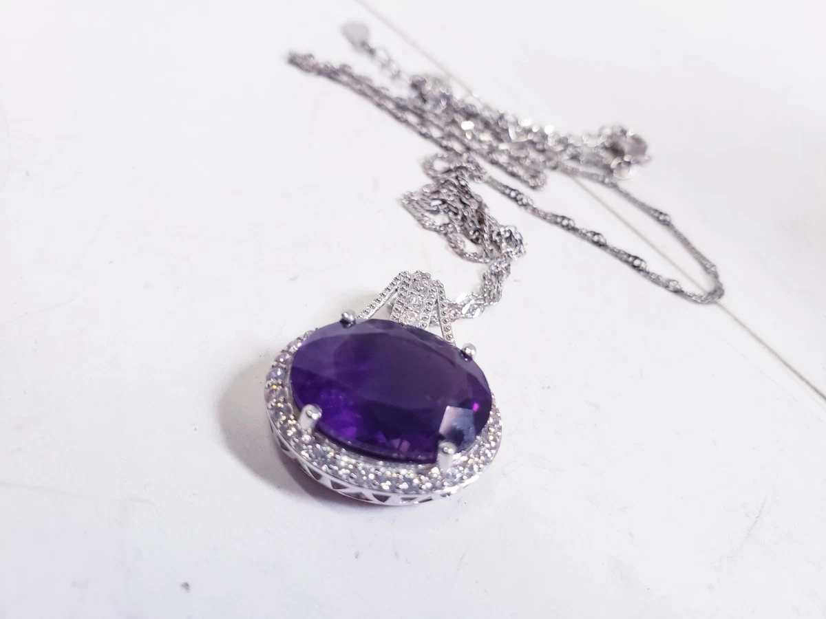 JTV Purple Amethyst Rhodium Over Sterling Silver Enhancer With