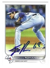 Signed JORDAN ROMANO Toronto Blue Jays 2022 Topps Card #391 w/COA