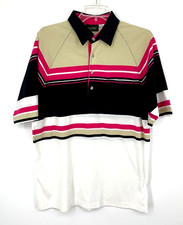 Vintage Jantzen Natural Touch Polo Shirt Mens Large Striped Golf