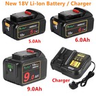 18V 5A 6A 9A LED Battery / Charger for Dewalt DCB180 DCB181 DCB182 DCB184 DCB200