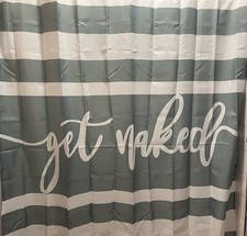 GET NAKED SHOWER Curtain Stylish Striped Waterproof Bathroom with 12 Hook
