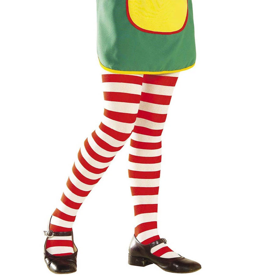 STRUMPFHOSE KINDER Streifen Ringel Rot Weiß Karneval Halloween Kostüm Party 0123