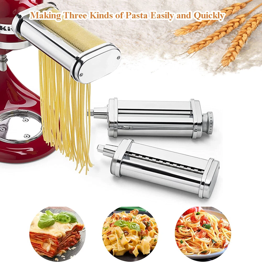 3 Piece Pasta Roller Cutter Maker Attachment Set For KitchenAid