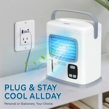 New 2 Speeds 5W w/ USB+Water Tank, Portable Air Cooling Fan Humidifier