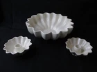 Vintage RED WING Pottery flutted bowl with 2 matching candle holders