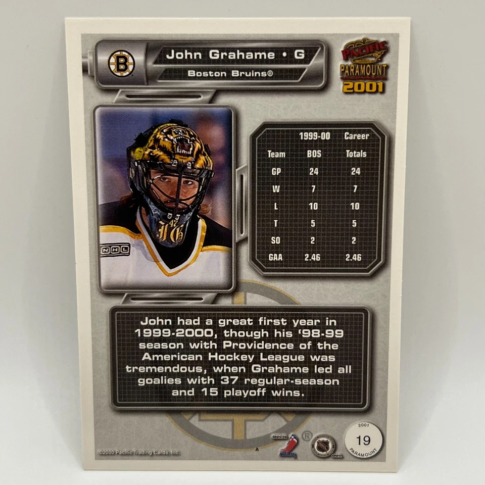 2000-01 Pacific Paramount Premiere Date John Grahame #19 /45 - Image 2 of 2