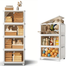 Large Folding Storage Box Stackable Case Cabinet Closet Home Organizer on Wheels