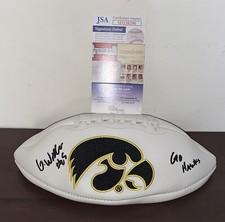 Gavin Williams Signed Autographed Iowa Hawkeye Logo Football JSA N2