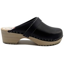 AM-Toffeln Swedish Style Clogs in Navy (100) - Wooden Footbed