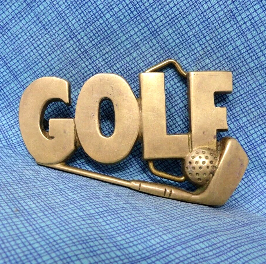 Cinturón de Golf Hebilla Club de Pelota Latón Sólido Trabajo Abierto De Colección Años 70 80 Barón Taiwán. QRT818 Foto 2 de 4