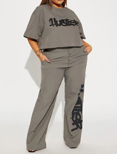 Windbreaker Women Pant Set - Grey- 1XL