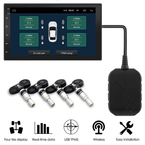 Dekimasu USB 3.0 TPMS f? Android Auto Stereo USB Reifendruck?erwachungssystem Au - Picture 1 of 12