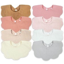 Baby Bibs for Girls Boys 8 Pack Muslin Drool Teeth Drooling Teething Bibs Mus...