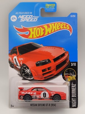 Hot Wheels 2016 Night Burnerz Nissan Skyline GT-R (R34) Need for Speed 83/250 #2