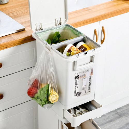 32L Recycling Bin 3 Tiers Slim Kitchen Rubbish Waste Sorting Dustbin Trash Can - Picture 3 of 8