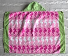 POTTERY BARN KIDS PBK Baby Toddler Girl's Seahorse Hooded Bath Beach Swim Towel