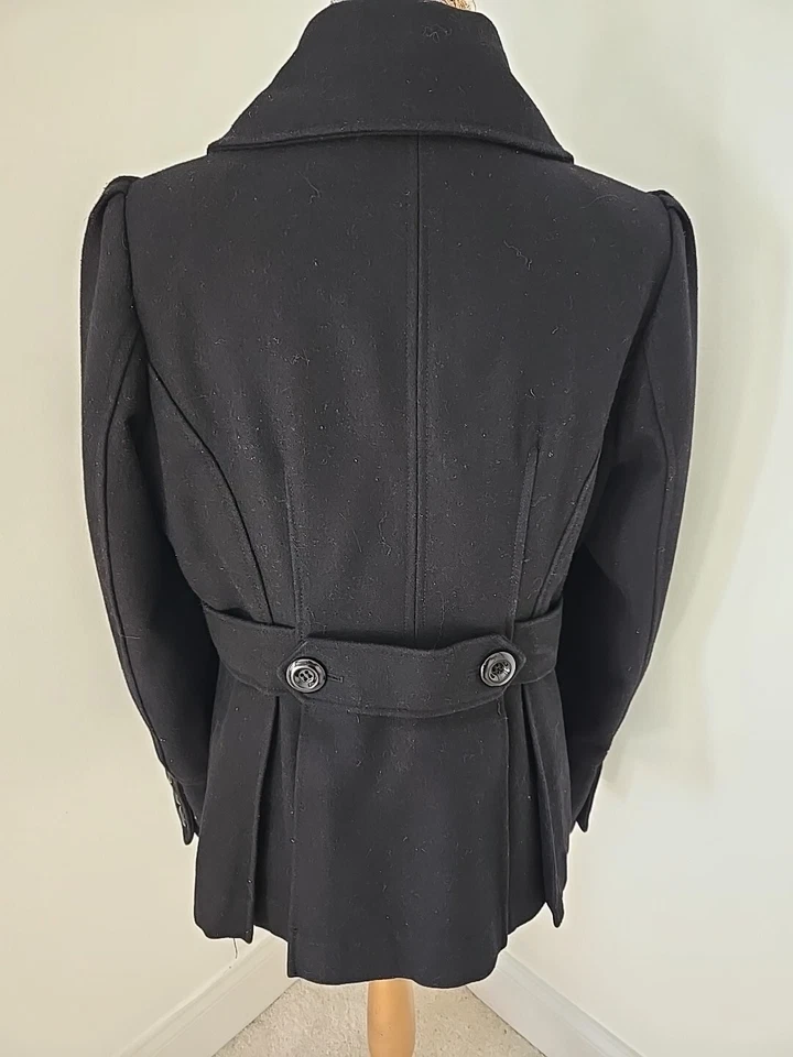 Chaqueta Abrigo Attention Mezcla Lana Doble Pecho Para Mujer M Forrada Negra Forrada Formal Foto 4 de 4