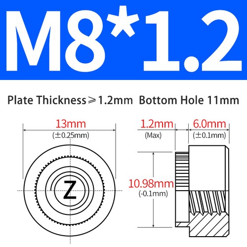 Z-M3~M10 Rivet Nut Carbon Steel Blue Zinc Plated Step Nut Rivnut Threaded Insert - Picture 39 of 48