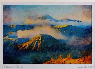 736027 Sunrise At Mount Bromo Java Indonesia Limited Edition Aquarelldruck