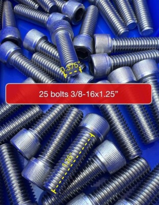 25 Screws - 3/8''-16 X 1.25  316 Stainless Steel Socket Head Cap Screws