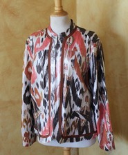 Chico's Art-to-Wear Metallic Linen-Rayon Animal Print Jacket Sz 2 L