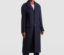 $2550 Marni Women's Blue Inside-out Seams Long Coat Jacket Size 38