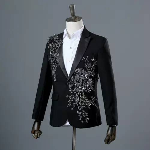 Herren 3D Kristall Strass Blazer Jacke Hochzeit Stickerei Kleid Anzug Mäntel - Bild 1 von 44