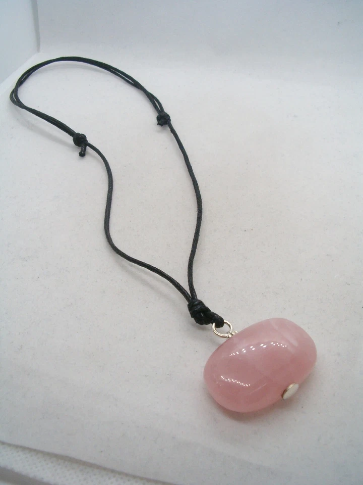Ciondolo in ARGENTO 925 con Quarzo Rosa naturale - pendente Pietra Dura - - Immagine 4 di 4