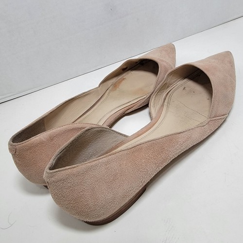 Marc Fisher Pink Flats 7.5 Point Toe Suede Leather Half D'Orsay Fanny Sunny - Picture 5 of 7