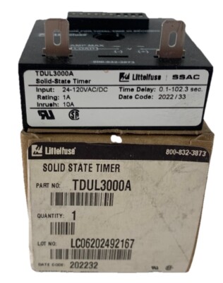 Littlefuse TDUL3000A SOLID STATE TIMER 0.1-102.3 SEC NEW IN BOX