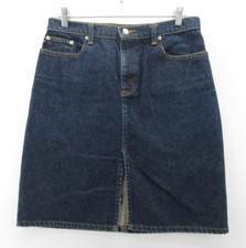 VINTAGE Ralph Lauren Polo Skirt Women 6 Blue A-Line Denim RL Flag Logo Jeans Co