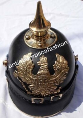 Leather Collectibles Pickelhaube Helmet Enlist Spiked German Pure Leather Helmet