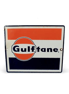 Vintage Gulftane Gas Pump Plate Porcelain Sign Gulf Oil Car Guy Gifts ...