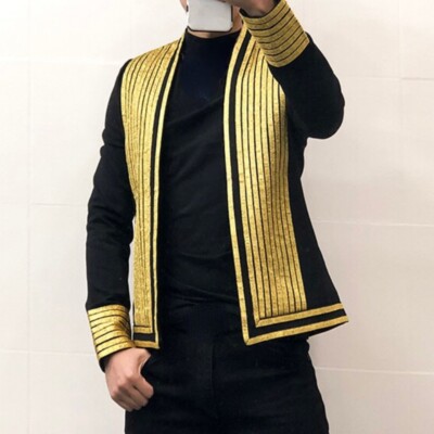 Mens Jacket Blazer Top Costume Stage Party Dance Medieval Retro Coat