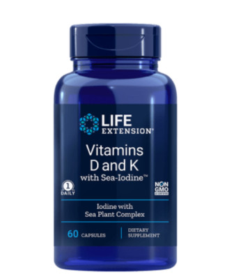Life Extension Vitamins D and K with Sea-Iodine, 60 capsules