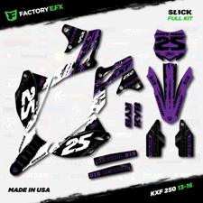 White & Purple Slick Racing Graphics Kit fit 13-16 Kawasaki Kxf250 Kxf 250 Decal