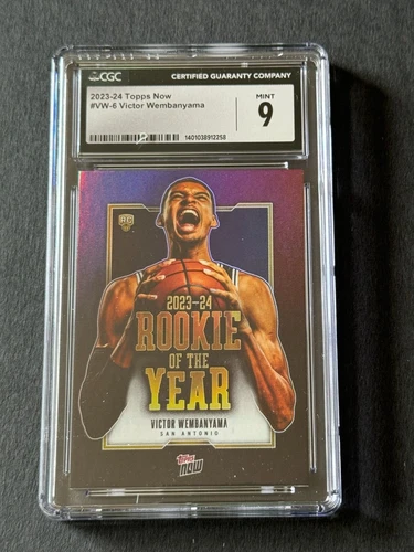 2023 Topps Now ROY Victor Wembanyama 05/06/24 Rookie of the Year RC Card   CGC 9